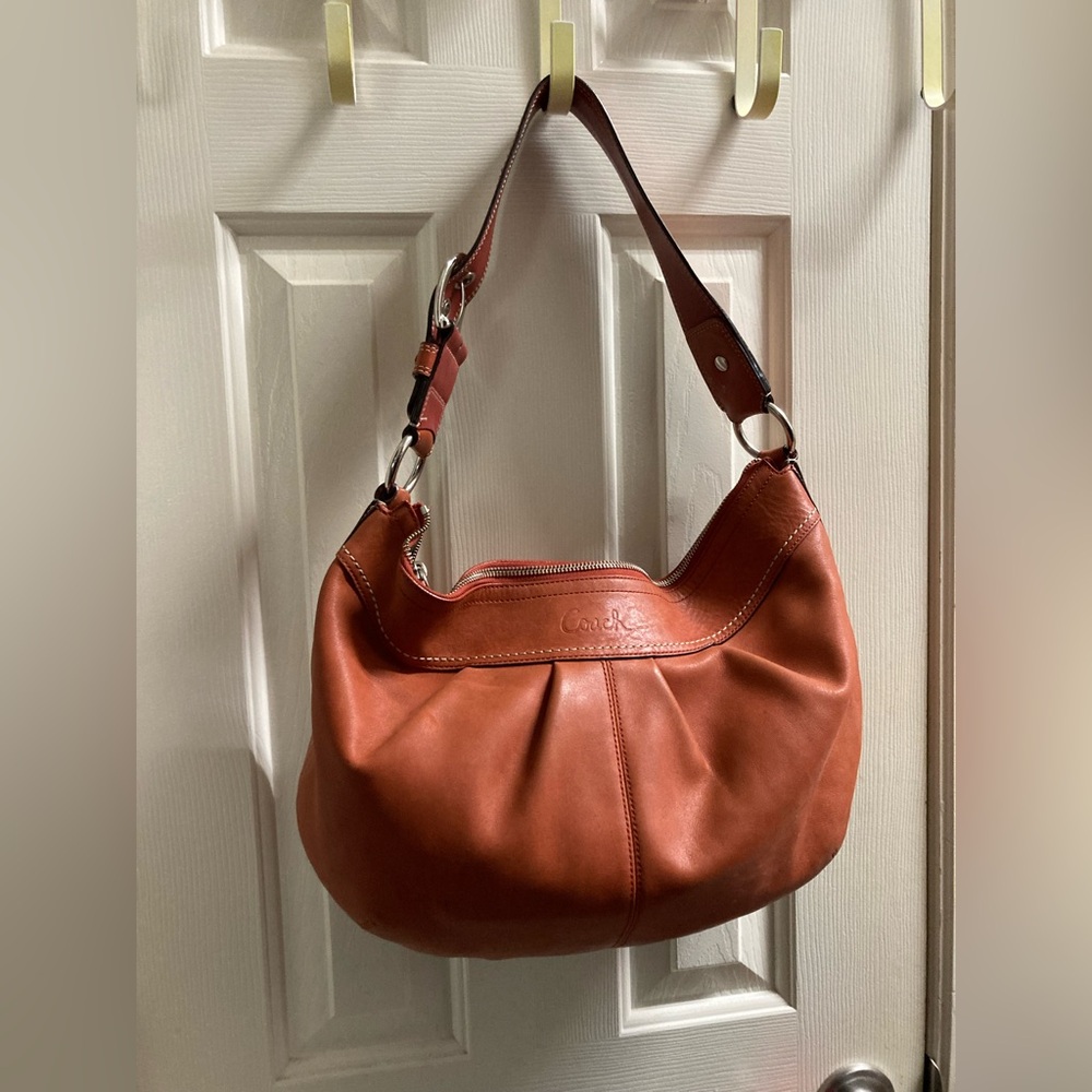 Coach Orange Leather Hobo Bag
